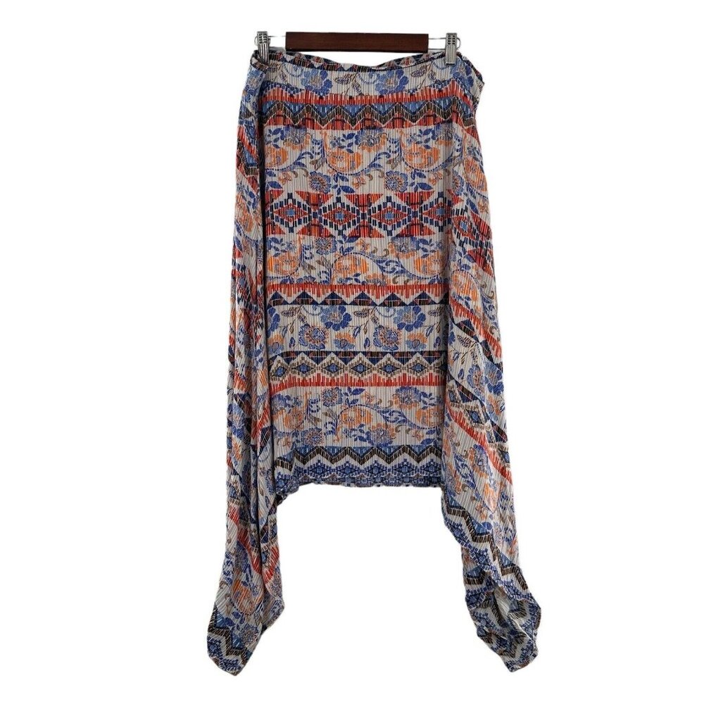 Johnpaulrichard Multicolor‎ Boho Asymmetrical High-Low Skirt Large Stretch Boho